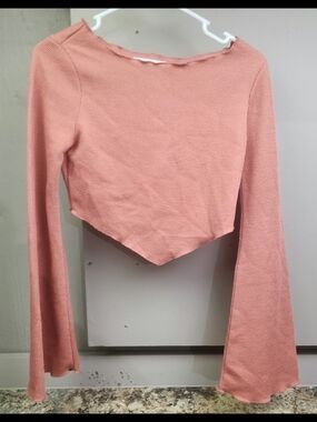 HYFVE Blush Ribbed Cropped Top with Pointed Hem